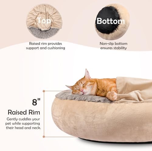 JOEJOY Small Dog Cat Bed With Hooded Blanket, Cozy Cuddler Luxury Puppy Pet - Image 2