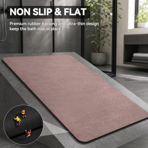 MontVoo -Bath Mat Rug-Rubber Backing Non Slip Quick Dry Absorbent Thin Bathroom - Image 4