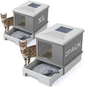 MUTTROS 2 Pack, Enclosed Cat Litter Box by MUTTROS