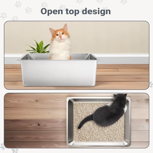 Kirecoo XXL Stainless Steel Cat Litter Box High Sided - Image 5