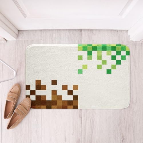 Pixelated Bath Rug, Cartoon Gamepad Shaggy Absorbent Non Slip Floor Mat - Image 3