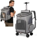 PETCUTE Wheeled Pet Carrier Backpack, Foldable 2-in-1 Pet Stroller, Travel by PETCUTE