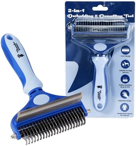 2-in-1 Deshedding Brush and Dematting Rake by ThunderpawsUSA