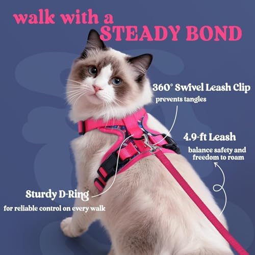 rabbitgoo Cat Harness and Leash Set, Escape Proof Vest, Coconut Fuchsia - Image 5