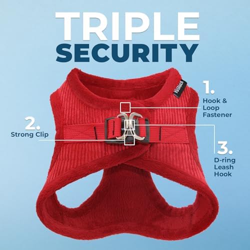 Voyager Step-in Plush Dog Vest Harness -Red Corduroy - Image 2
