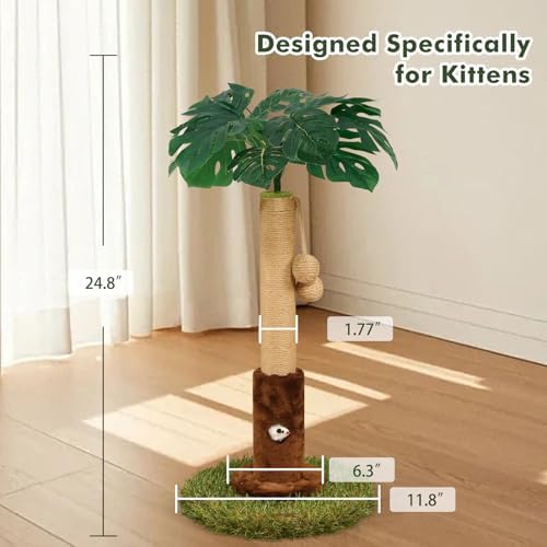 Woochpet 25" Kitten Scratching Post, sisal cat Scratcher Tree - Image 2