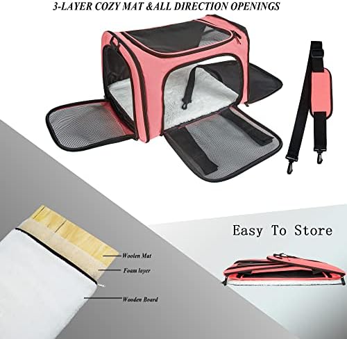 Soft Sided Carrier for Small Medium Cats Dogs, TSA Airline Approved Collapsible - Image 2