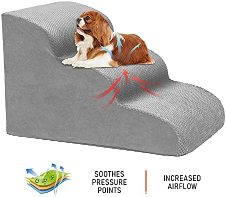 Dog Stairs for Small Dogs, 3 Tiers High Density Foam Dog Ramp, Extra Wide - Image 3