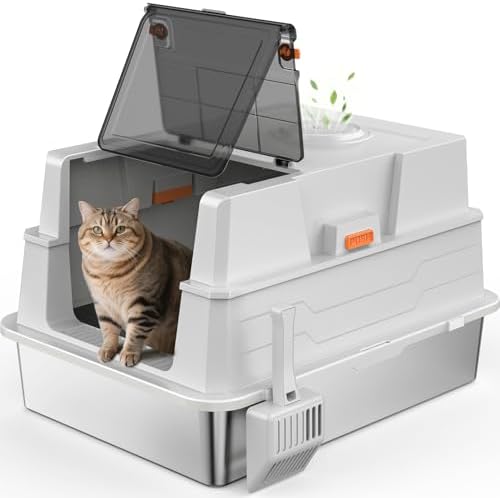 AIPERRO Extra Large Enclosed Stainless Steel Cat Litter Box by AIPERRO