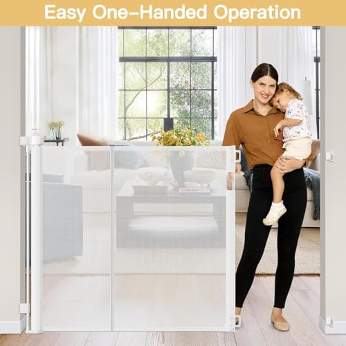 Reinforced 42" Tall Baby Gate 55" Wide Retractable Dog Gate Indoor/Outdoor - Image 5