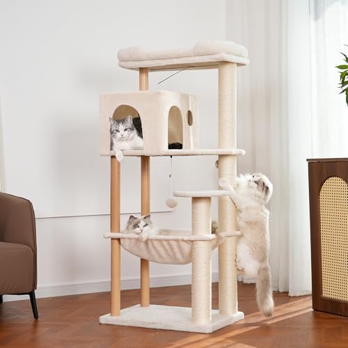 53" Modern Cat Tree with Hammock & Full Sisal Post - Image 6