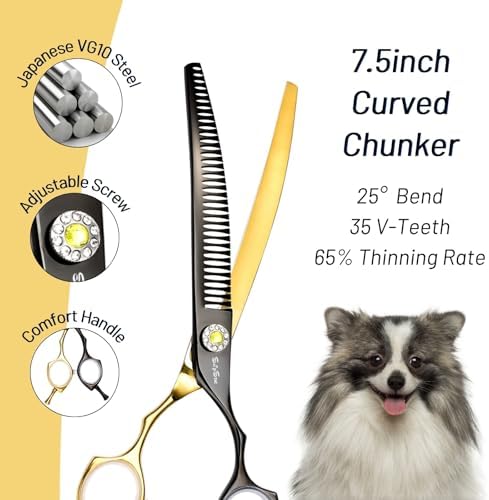 7.5in 25° Curved Dog Grooming Chunker Scissors, 35 Teeth Shears - Image 2