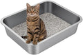 Large High Sided Stainless Steel Cat Litter Box by Unknown