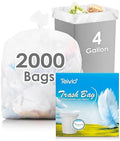 Teivio Small Clear Trash Bags 4 Gallon 2000 Count Kitchen Bulk Garbage Bags by Teivio