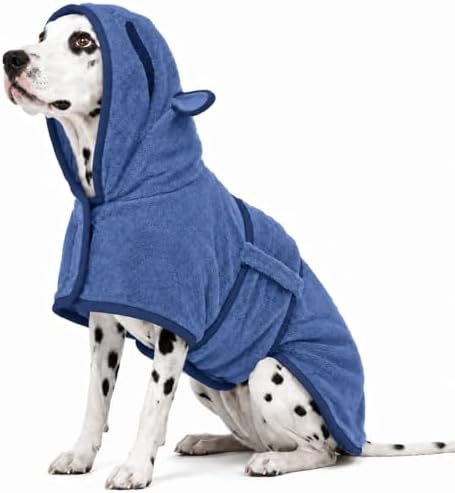 Dog Bathrobe, Fast Drying Coat, Super Absorbent Bath Towel Blue S by ADNIKIA