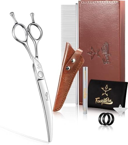 High-end Professional Dog Grooming Curved Scissors Pet Curved Shears 7 Inches by Fengliren%C2%AEDedicatedToScissorsForOver40Years