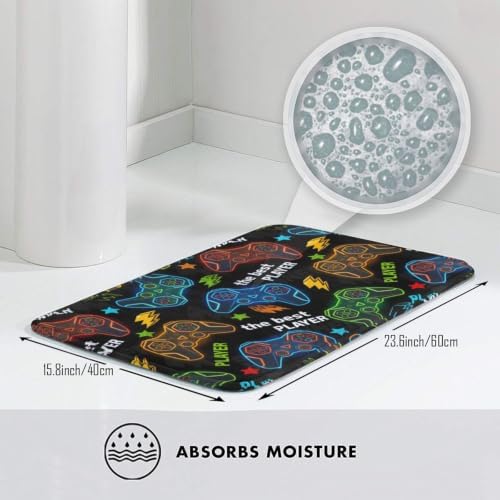 Video Game Controller Background Bath Mat 24x16 Inch Non-Slip Soft Microfiber - Image 5