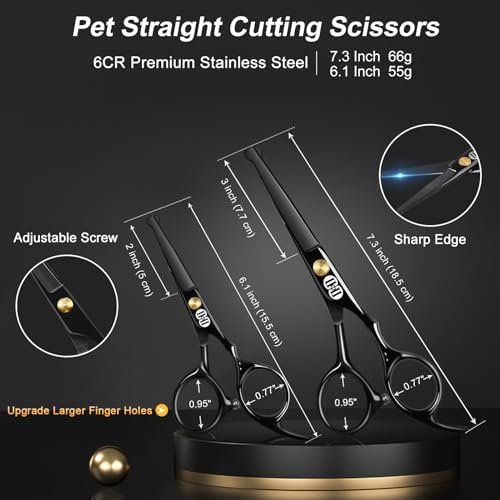 CIICII Dog Grooming Scissors Kit, 7 Inch Safety Pet Cat Shears Set - Image 2