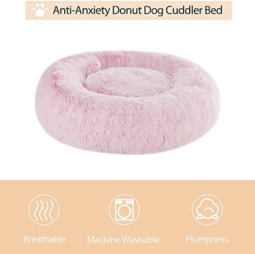 WNPETHOME Small Pink Round Calming Dog Bed Cat Bed - Image 3