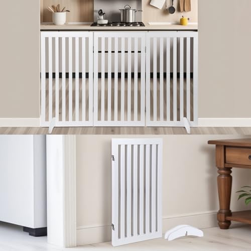 Freestanding Pet Dog Gate 36 Inch Foldable Fence Indoor 3 Panel Extra Wide - Image 5