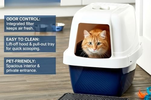 Sifting Cat Litter Box Extra-Large, Enclosed Hooded Pan - Image 5