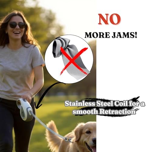 Retractable Dog Leash with Poop Bag Holder-16Ft NylonTape Retractable Leash - Image 5