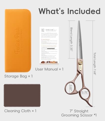 7'' Dog Straight Scissors for Grooming 440C Stainless Steel Rose Gold - Image 7