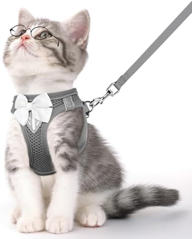 Cat Vest Harness and Leash Set, Escape Proof Kitten Harness Grey XS by NCMAMA