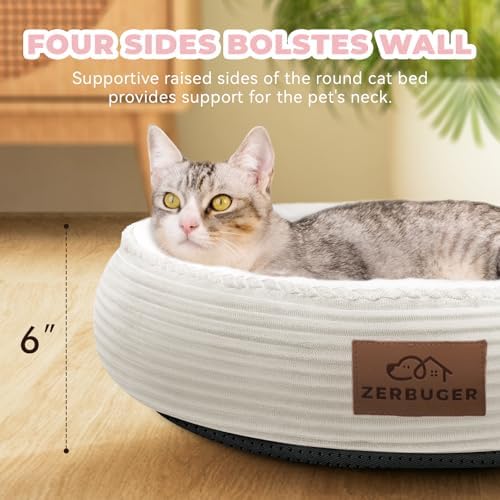 Zerbuger 20in Cream Round Dog Bed Sofa - Image 4