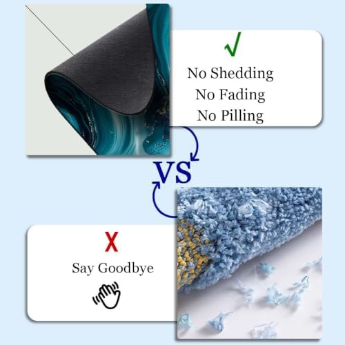 Teal-and-Silver-Agate Super Absorbent Quick-Drying Bathroom Mat Rug, Rubber - Image 4
