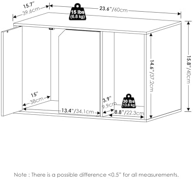 Furinno PELI 24" Wide Cat Litter Box Enclosure, French Oak Grey - Image 6