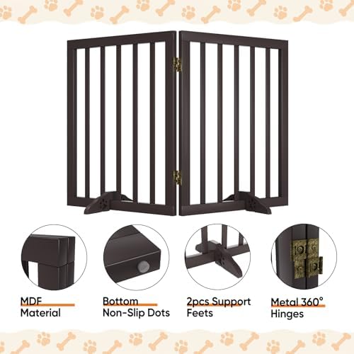 Freestanding Foldable Dog Gate 2 Panel, Fully Assembled Dog Gates - Image 4