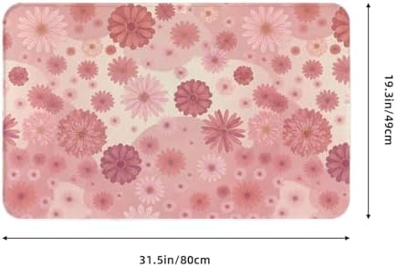 Pink Flowers Bath Mat Non-Slip Soft Microfiber Bathroom Rugs Washable Bathmat - Image 3