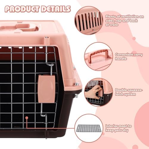 2 Set 18.9" Pet Carrier for Small Cats and Dogs, Hard Sided Plastic Cat Kennel - Image 3
