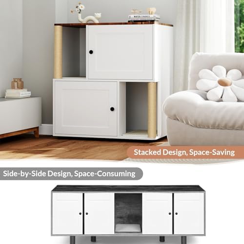 Yafylly Double Litter Box Enclosure Furniture, Cat Litter Cabinet Hidden - Image 6