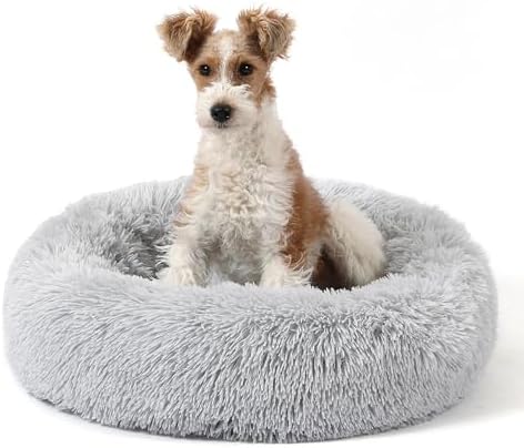 NOYAL Donut Dog Bed for Small Medium Pets, Plush Calming Faux Fur by Noyal