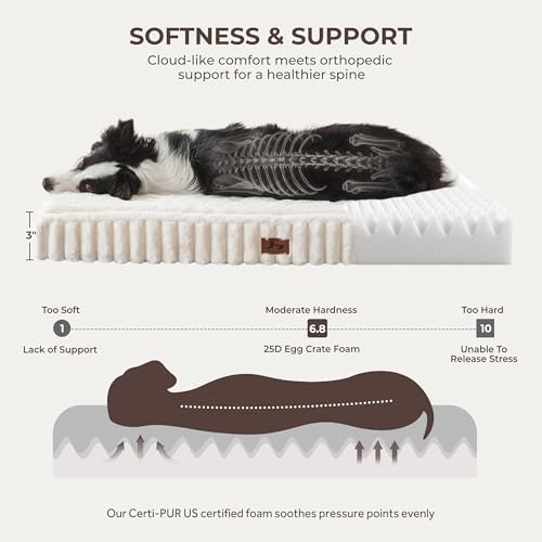 Orthopedic Large Dog Bed，Waterproof Washable Dog Crate 35x22 Cream - Image 4