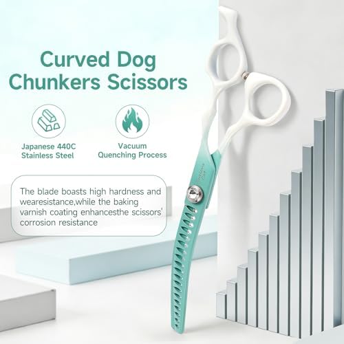 Curved Chunkers Scissors for Dog Grooming-7" Dog Grooming Scissors - Image 5