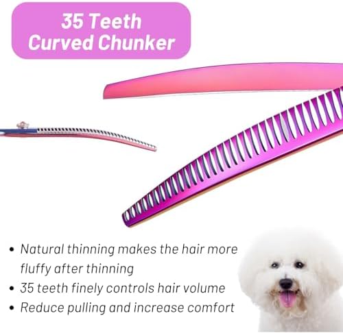 7.5" Curved Chunker Dog Grooming Scissors, 35 Teeth Shears - Image 5