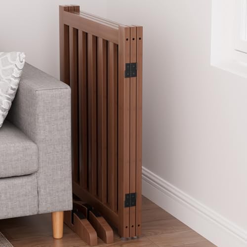 Wooden Freestanding Foldable Dog Gate, 24 Inch Height 3 Panel Pet Gate No Drill - Image 6