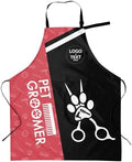 Custom Dog Grooming Apron, Personalized Logo Pet Groomer Apron Smocks by Cowcute