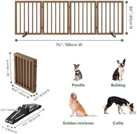 Dog Gates for Doorways, Freestanding Dog Gate Indoor, Foldable Pet Gates for - Image 2