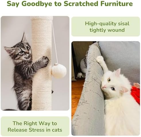 Woochpet Funny Cat Scratching Posts Sturdy Scratcher Posts 23'' Off White - Image 5