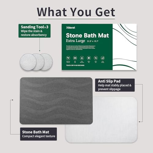 XMarrat Extra Large Stone Bath Mat, Diatomaceous Earth Mat, 31.5"x19.7" - Image 4