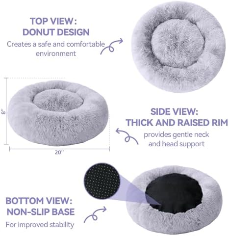 Large Dog Bed, Washable Plush Donut Dog Bed, 36 Inch - Image 3