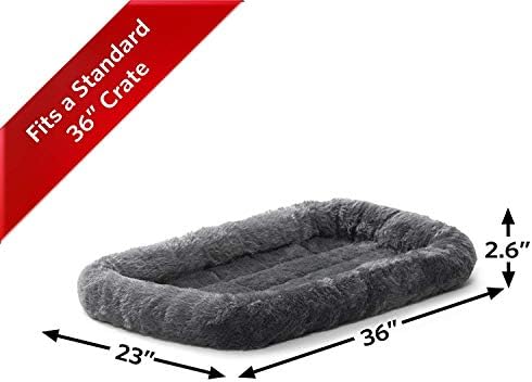 MidWest Homes for Pets QuietTime Dog Bed – Gray Faux Fur Bolster, Ultra-Soft - Image 2