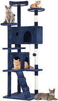 BestPet | 70" Cat Tree Tower | Navy Blue | Sturdy Multi-Level Cat Tree by BestPet