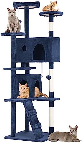 BestPet | 70" Cat Tree Tower | Navy Blue | Sturdy Multi-Level Cat Tree by BestPet