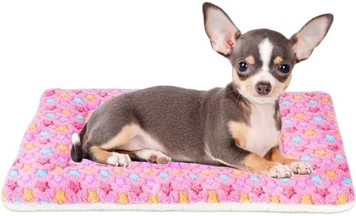 Mora Pets Dog Bed Crate Pad Ultra Soft Pet Mat Star Print 22 Inch Pink by MoraPets