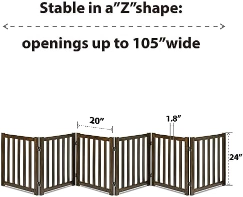LZRS Wooden Free Standing Dog Gate 120" W x 24" H, Foldable Solid Hardwood Pet - Image 3